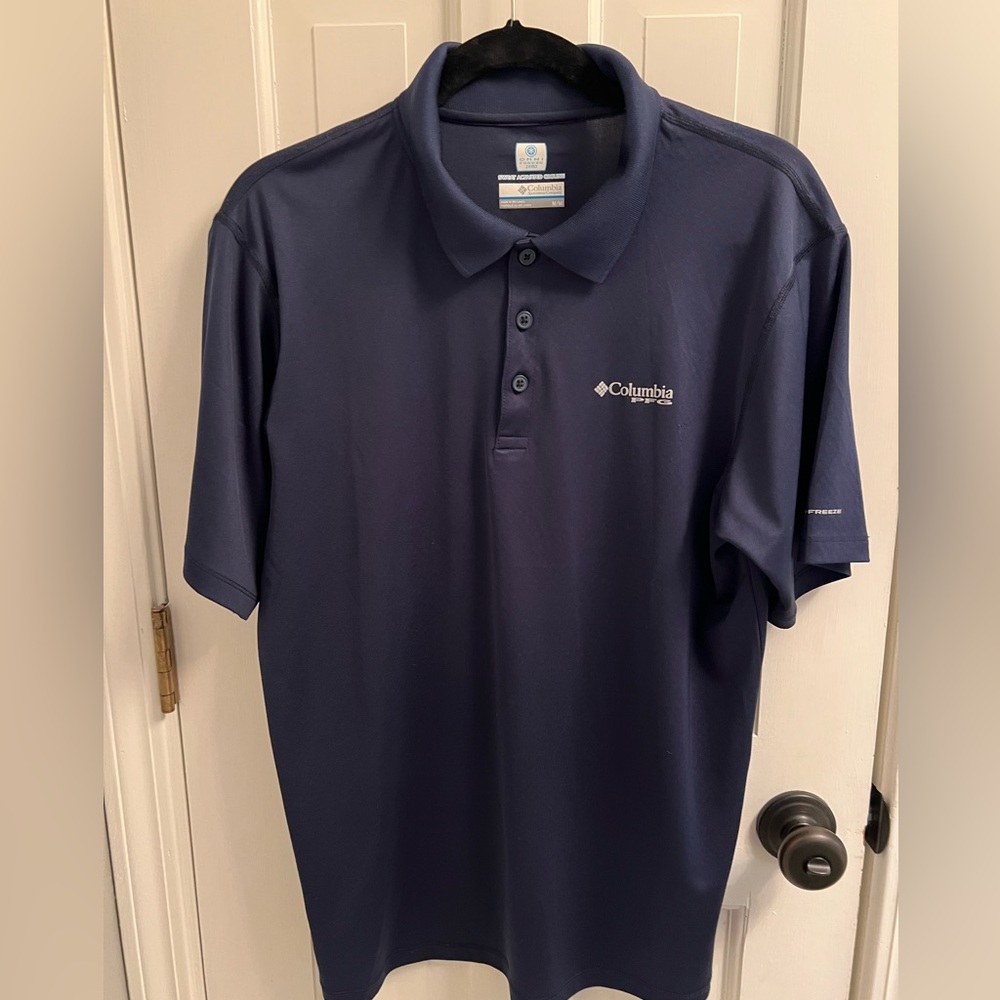 Mens Columbia PFG Navy Polo Size M